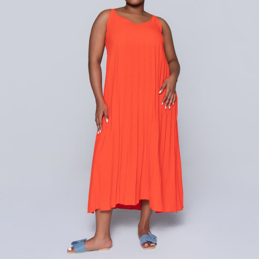 Terracotta Airflow Pleated Dress
