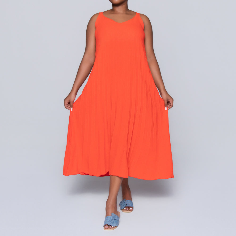 Terracotta Airflow Pleated Dress