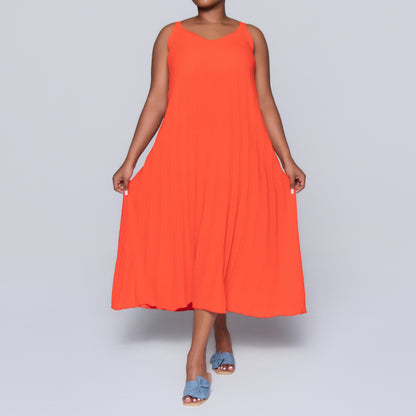 Terracotta Airflow Pleated Dress