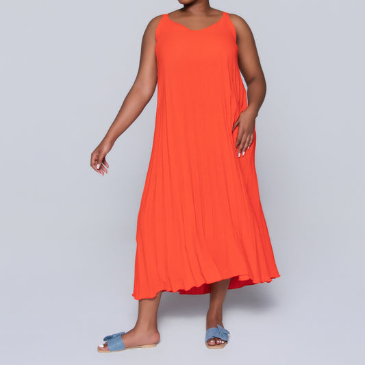 Terracotta Airflow Pleated Dress