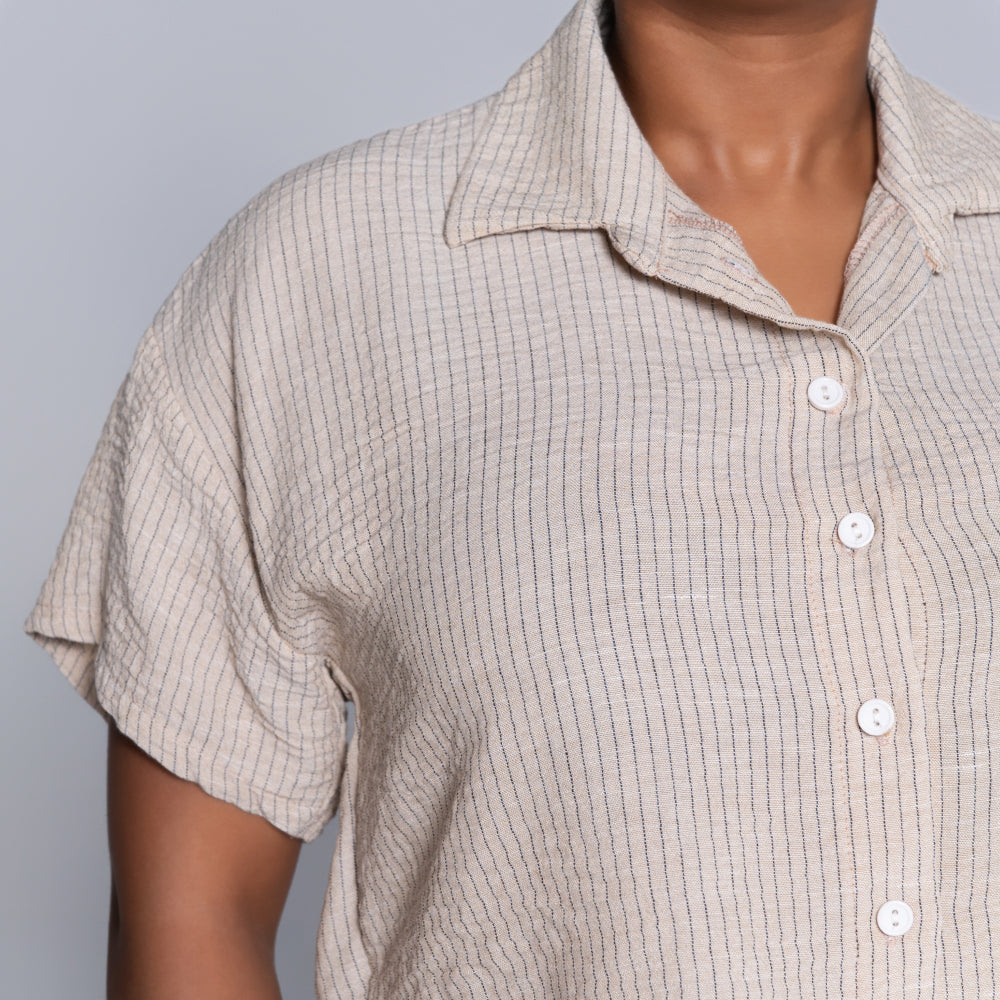 Taupe Striped Airflow Top