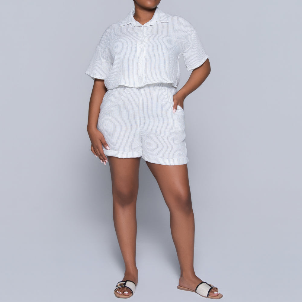 White Striped Airflow Top