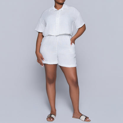 White Striped Airflow Top