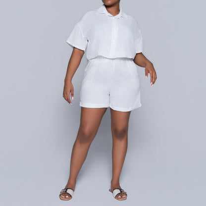 White Striped Airflow Shorts