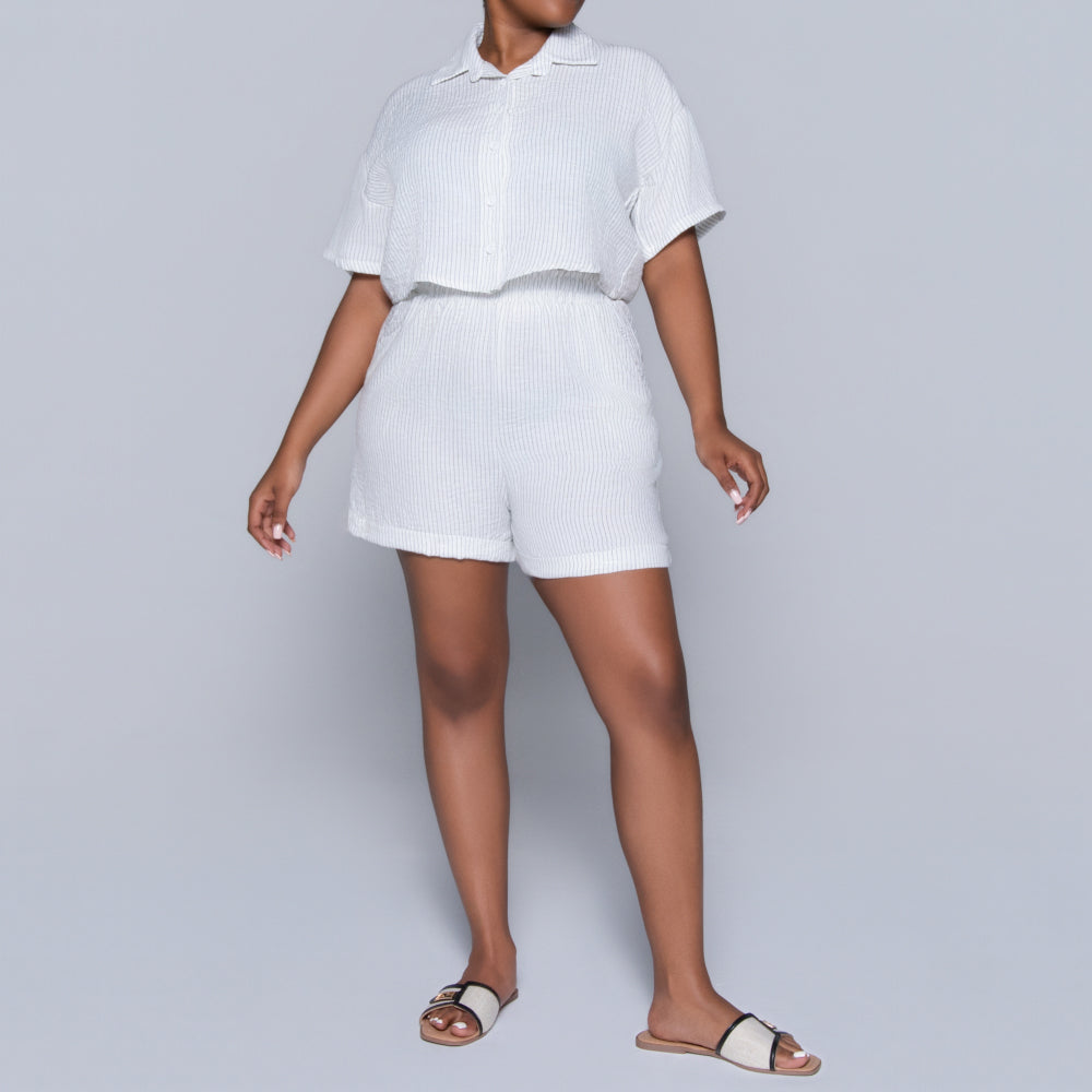 White Striped Airflow Shorts