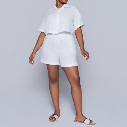 White Striped Airflow Shorts