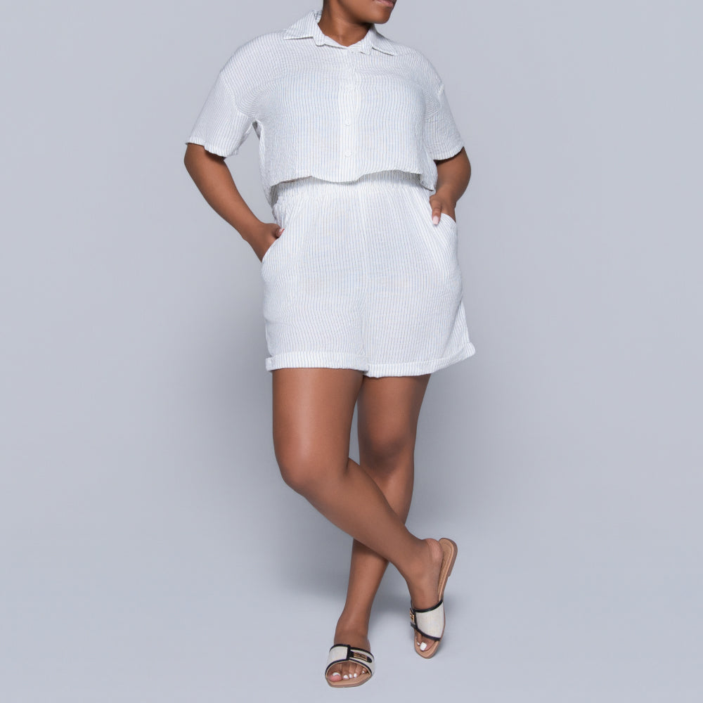 White Striped Airflow Shorts