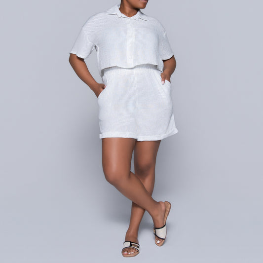 White Striped Airflow Shorts