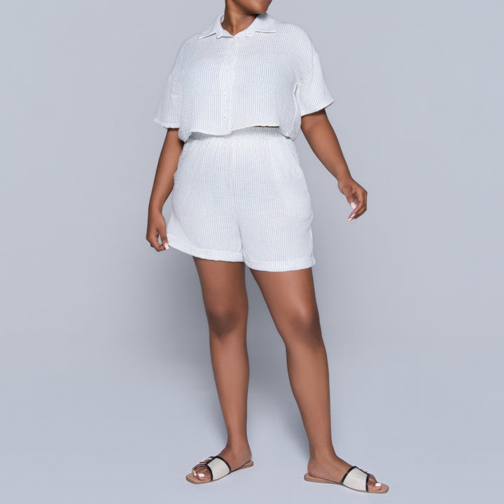 White Striped Airflow Shorts