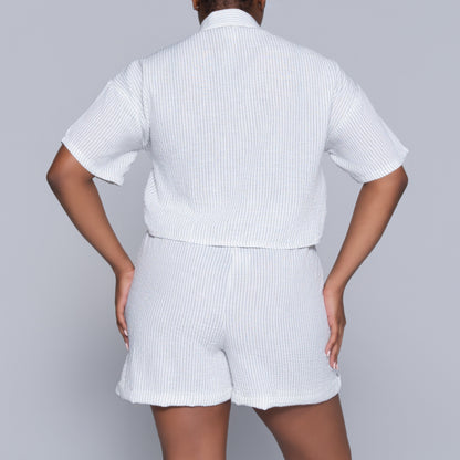 White Striped Airflow Shorts