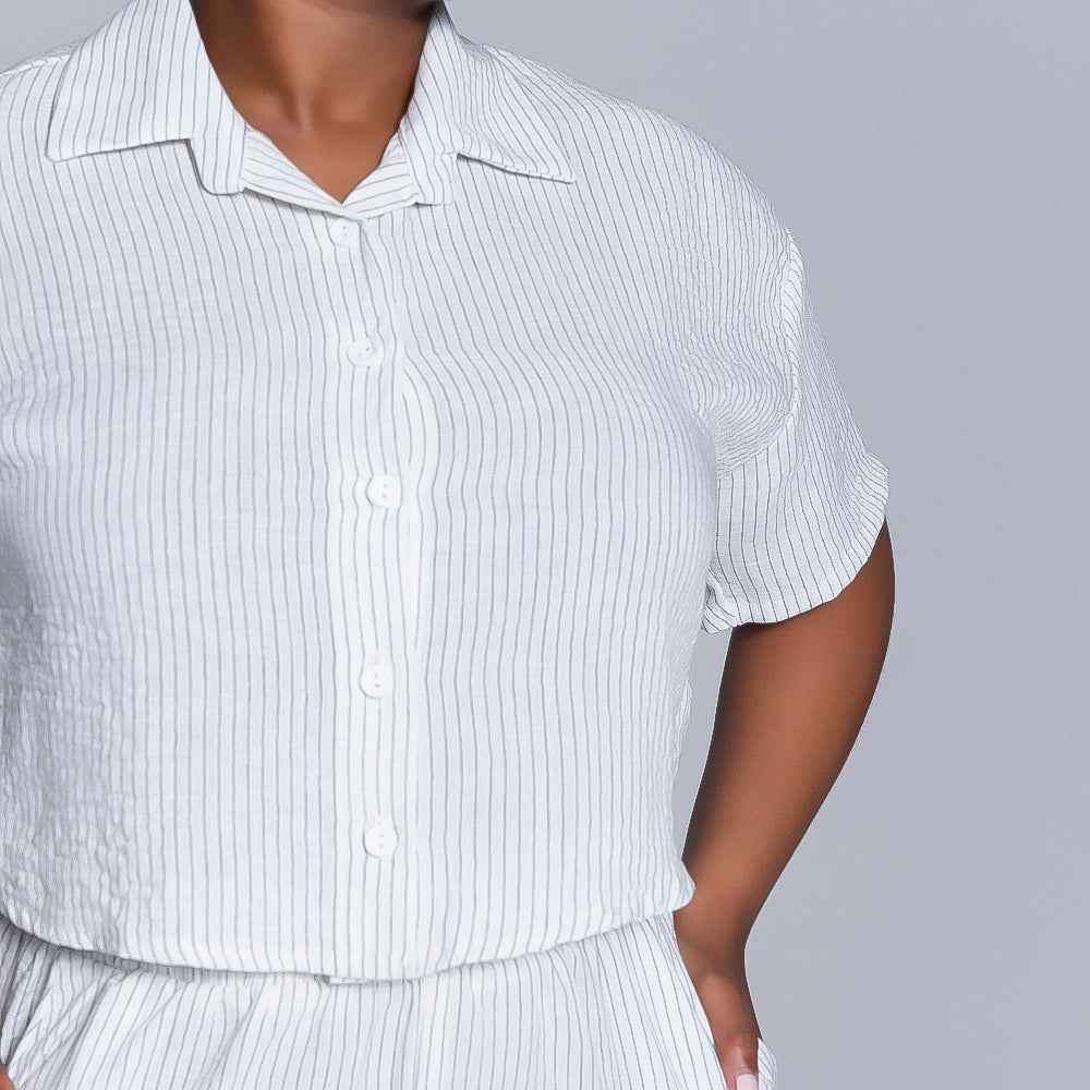 White Striped Airflow Shorts