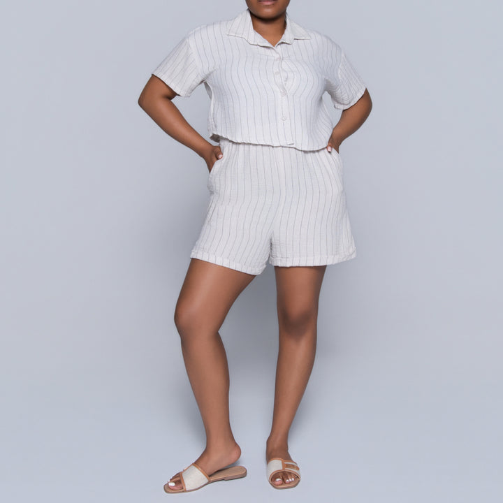 Natural Striped Airflow Top