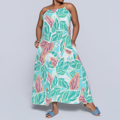 Green Strappy Printed Dress