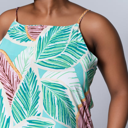 Green Strappy Printed Dress