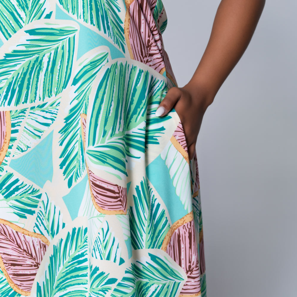 Green Strappy Printed Dress