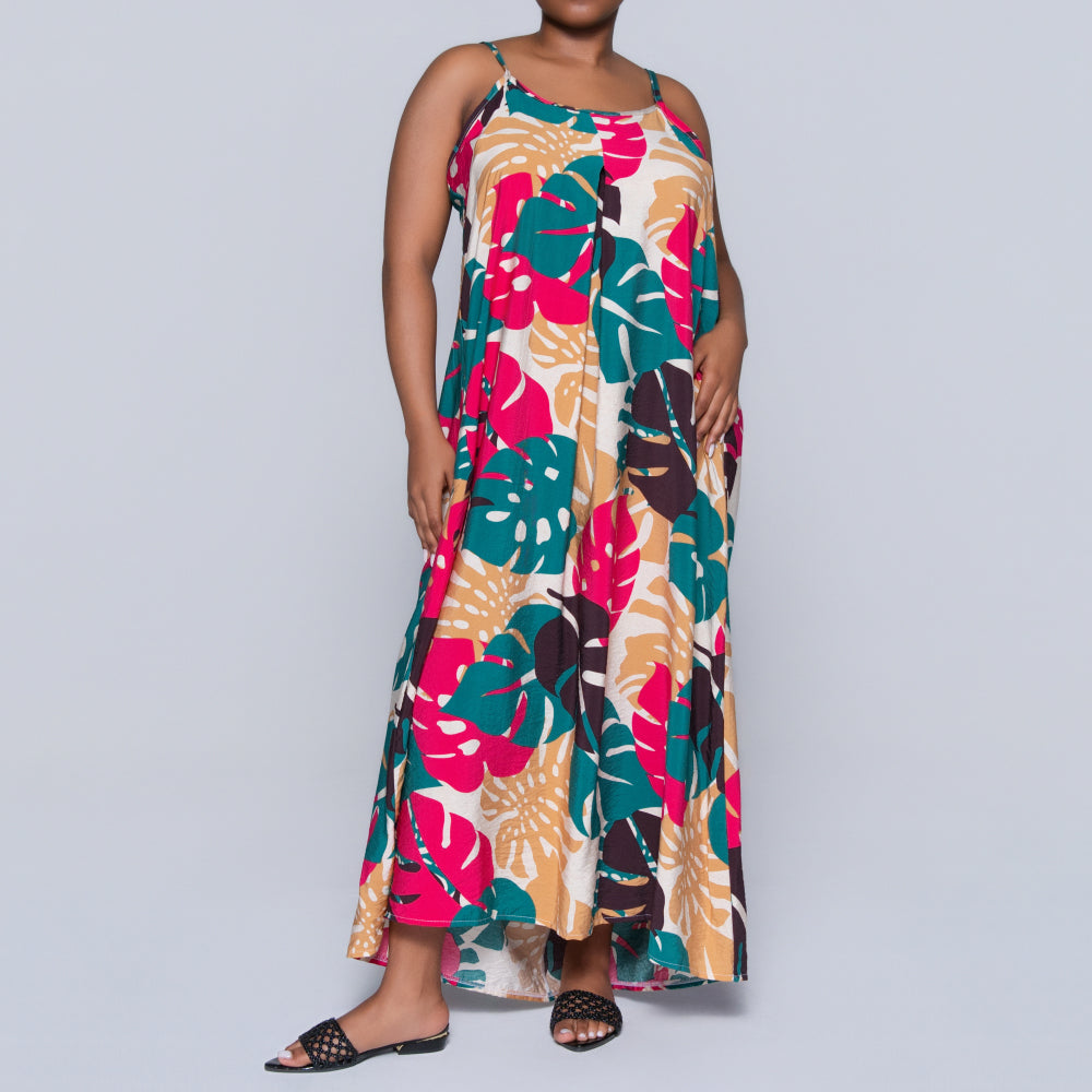 Stone Sleeveless Printed Airflow Dress