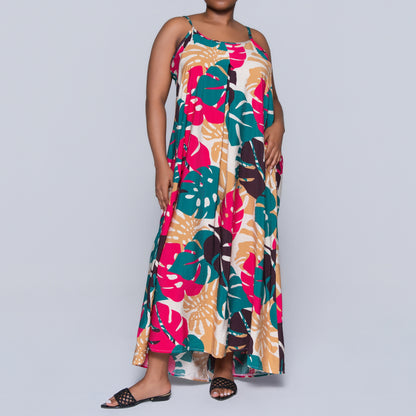 Stone Sleeveless Printed Airflow Dress