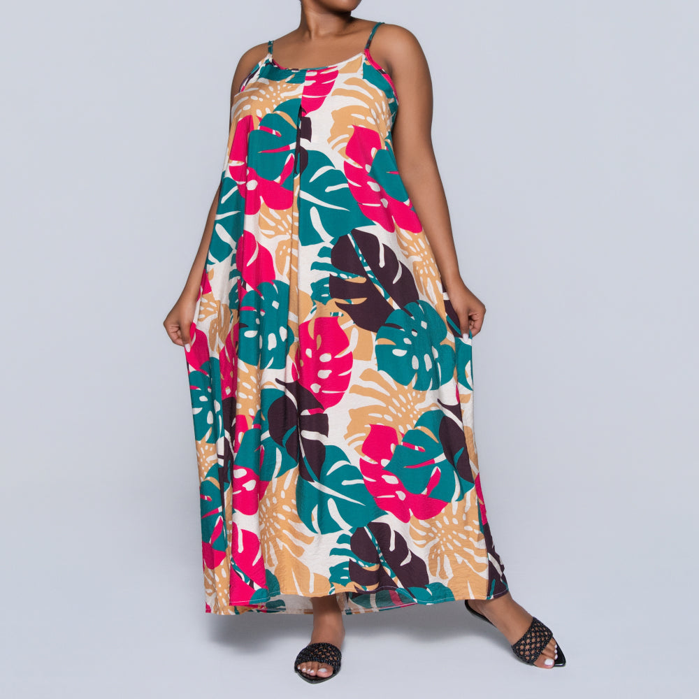 Stone Sleeveless Printed Airflow Dress