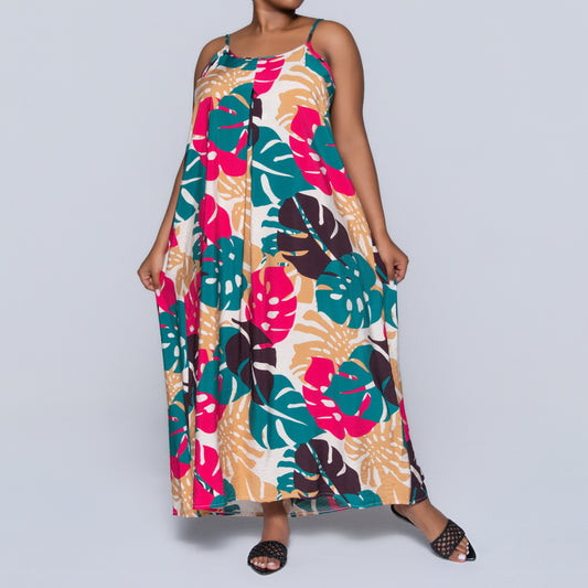 Stone Sleeveless Printed Airflow Dress