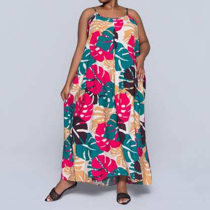 Stone Sleeveless Printed Airflow Dress