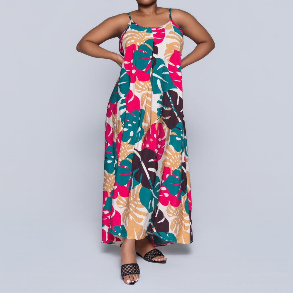 Stone Sleeveless Printed Airflow Dress