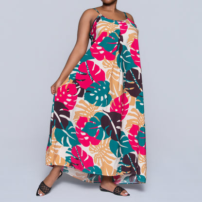 Stone Sleeveless Printed Airflow Dress