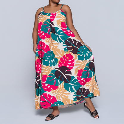 Stone Sleeveless Printed Airflow Dress