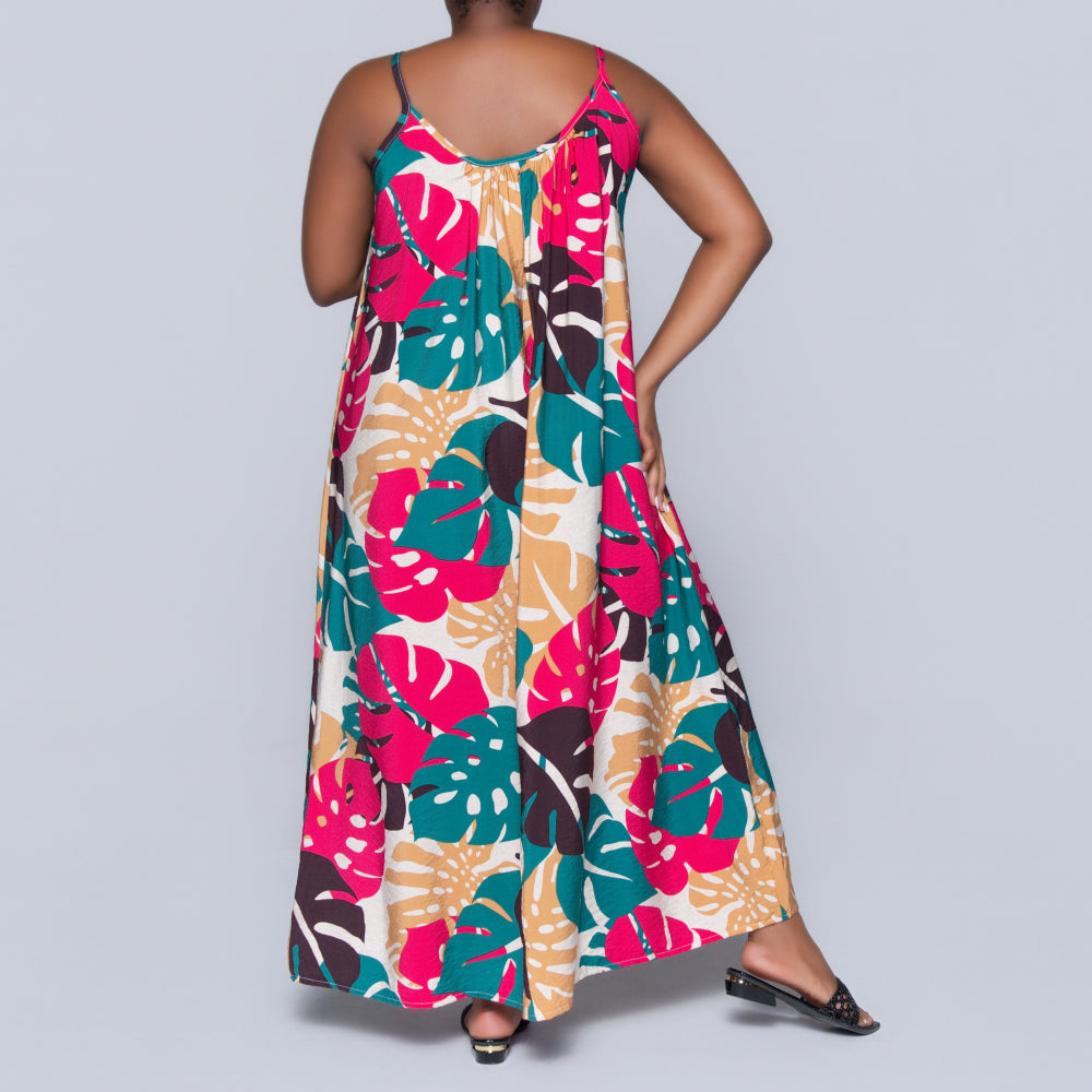 Stone Sleeveless Printed Airflow Dress