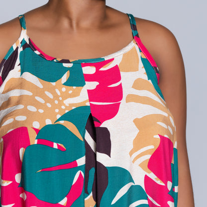 Stone Sleeveless Printed Airflow Dress