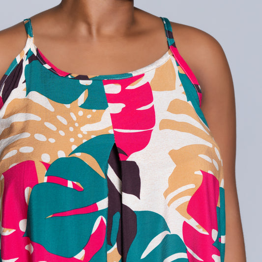 Stone Sleeveless Printed Airflow Dress