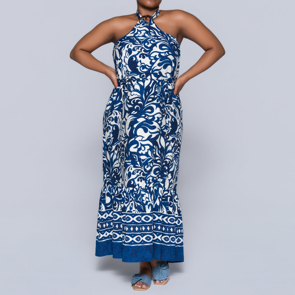 Printed Blue Summer Dress