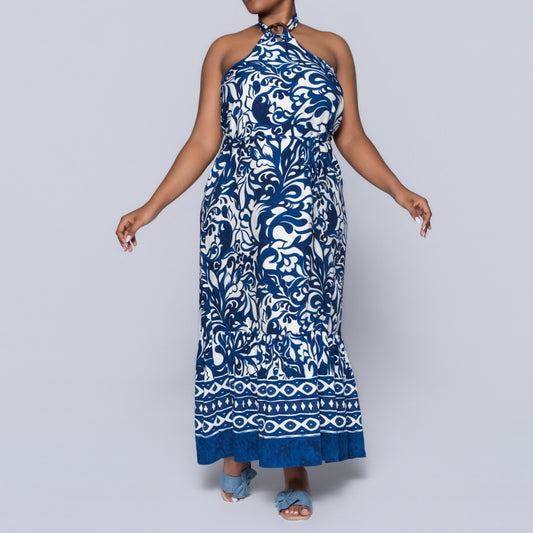 Printed Blue Summer Dress