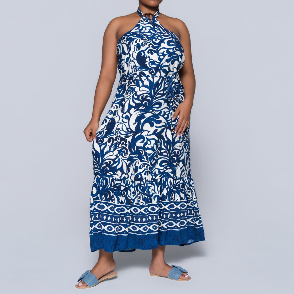 Printed Blue Summer Dress
