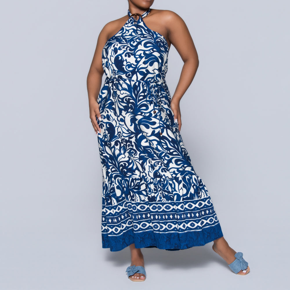 Printed Blue Summer Dress