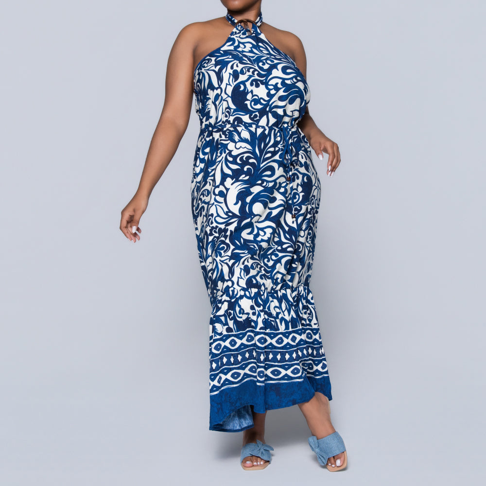 Printed Blue Summer Dress