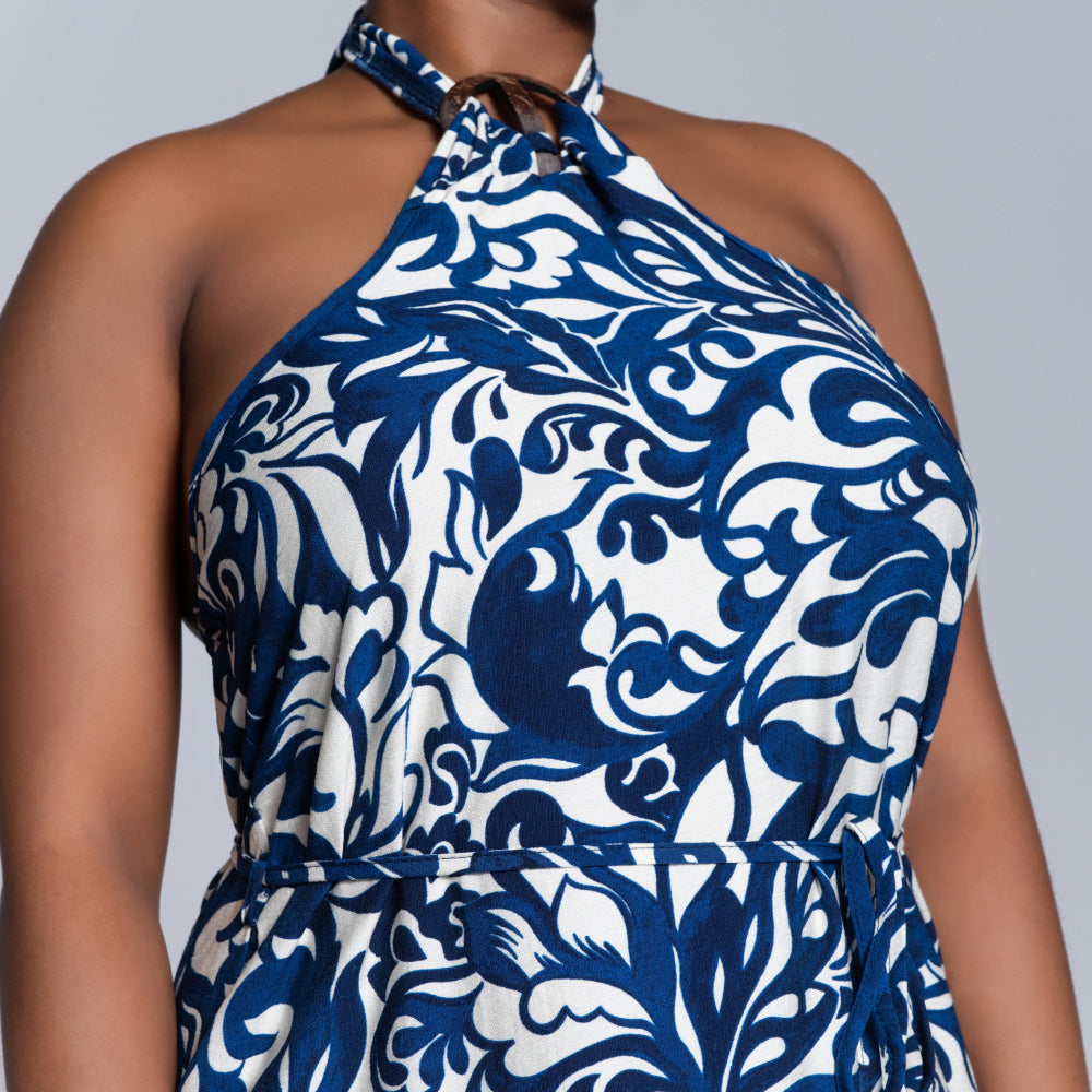 Printed Blue Summer Dress