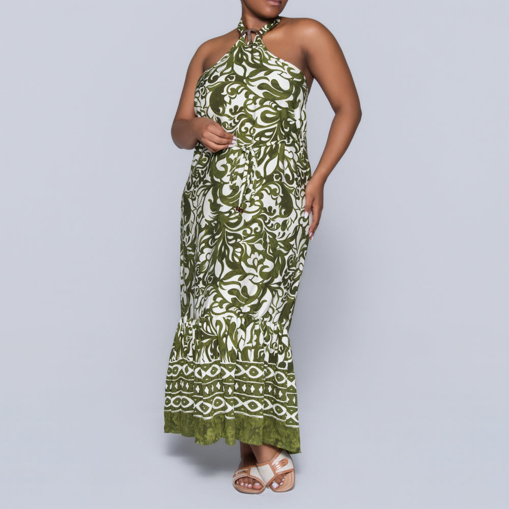 Printed Green Summer Dress