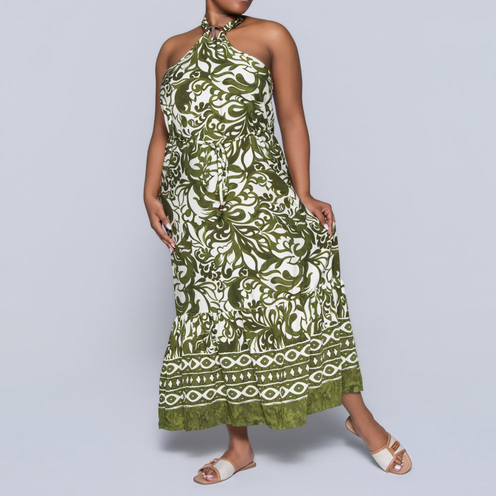 Printed Green Summer Dress