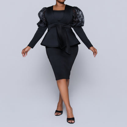Long Sleeve Black Formal Dress