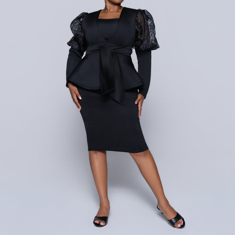 Long Sleeve Black Formal Dress