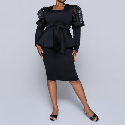 Long Sleeve Black Formal Dress