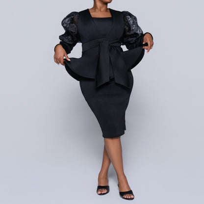 Long Sleeve Black Formal Dress