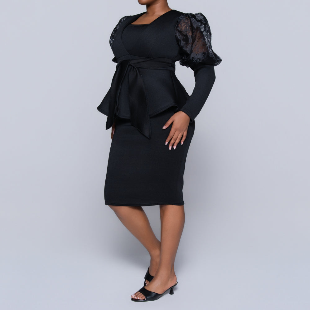 Long Sleeve Black Formal Dress