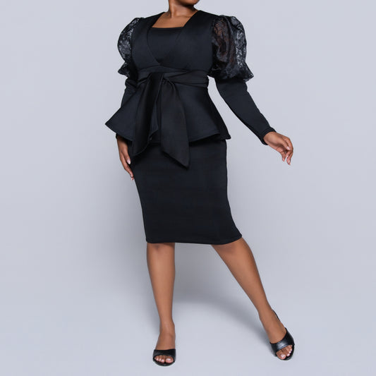 Long Sleeve Black Formal Dress