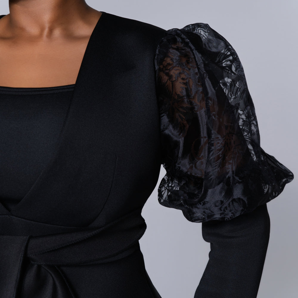 Long Sleeve Black Formal Dress