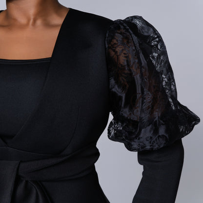 Long Sleeve Black Formal Dress