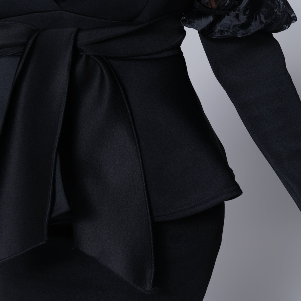 Long Sleeve Black Formal Dress