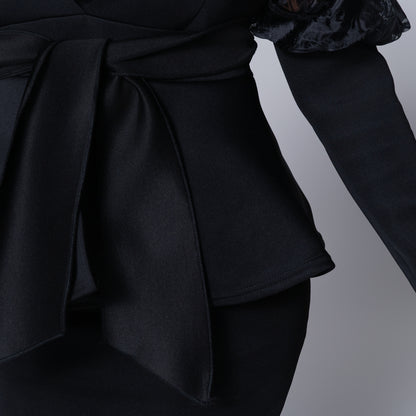 Long Sleeve Black Formal Dress