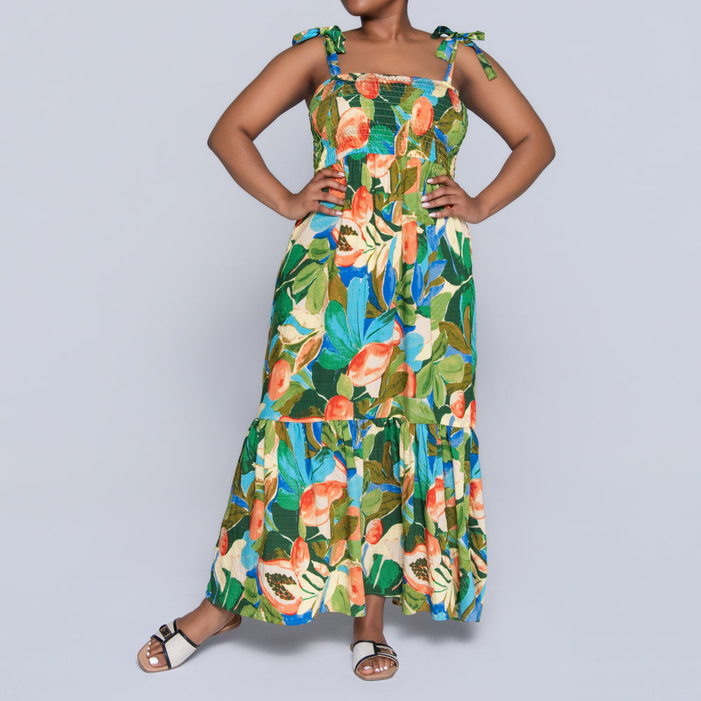 Printed Smocking Dress