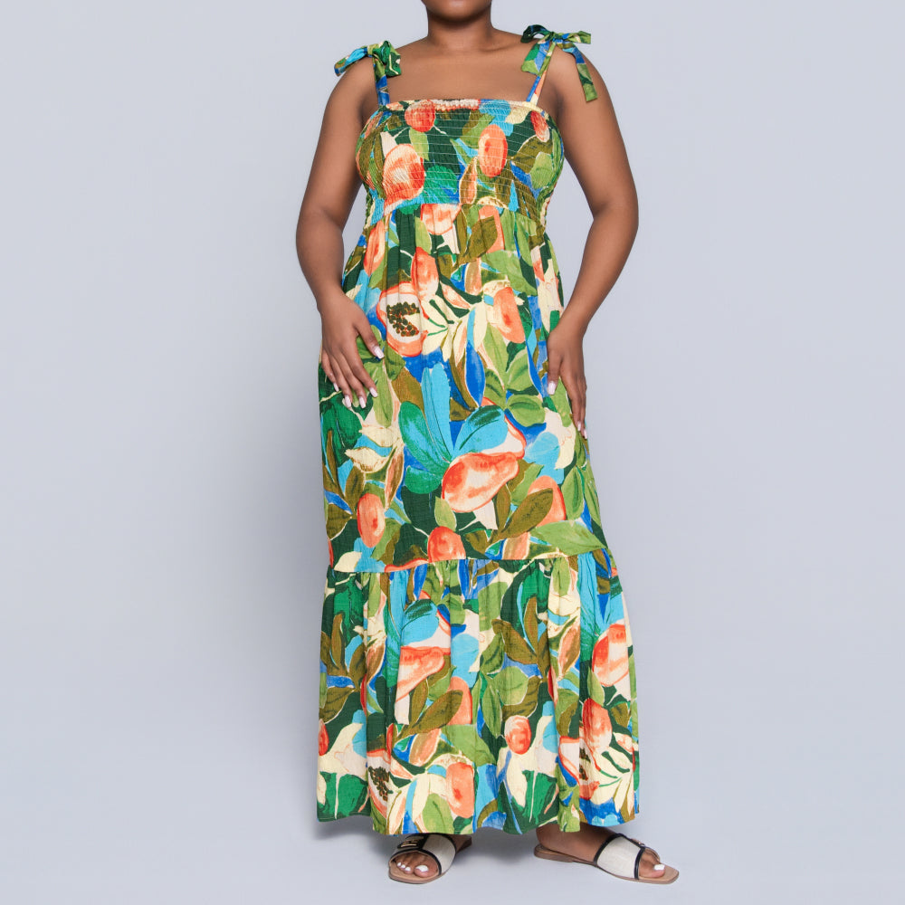 Printed Smocking Dress